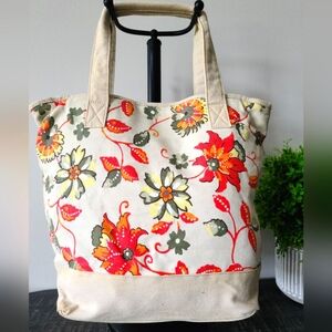 Eddie Bauer Canvas Floral Tote Bag